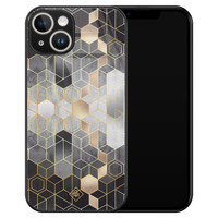 Casimoda iPhone 14 glazen hardcase - Grey cubes
