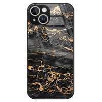 Casimoda iPhone 14 glazen hardcase - Marmer grijs brons