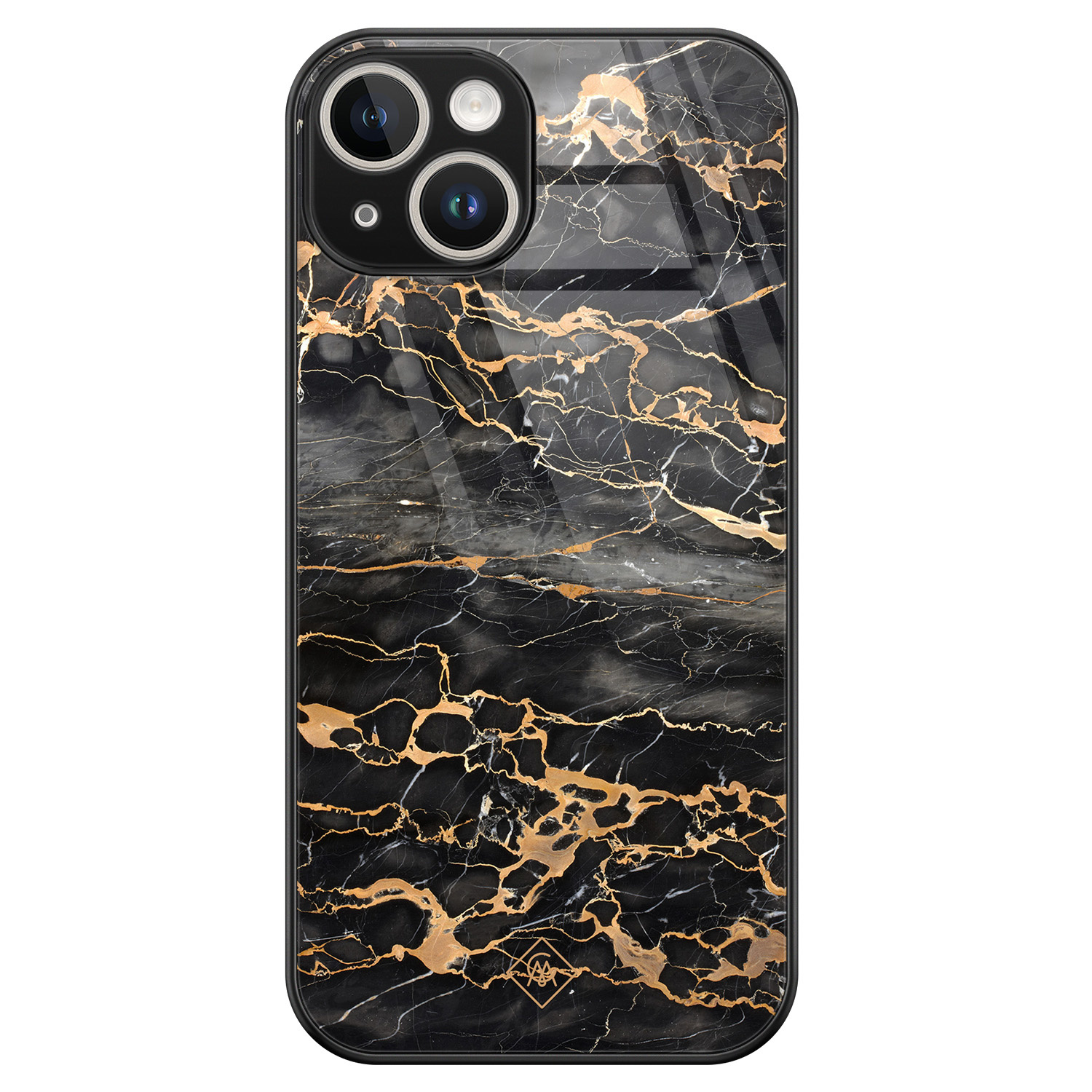 iPhone 14 glazen hardcase - Marmer grijs brons