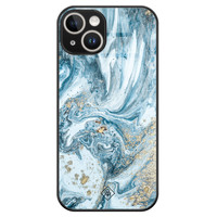 Casimoda iPhone 14 glazen hardcase - Marble sea