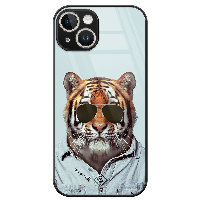 Casimoda iPhone 14 glazen hardcase - Tijger wild