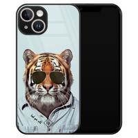 Casimoda iPhone 14 glazen hardcase - Tijger wild