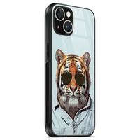 Casimoda iPhone 14 glazen hardcase - Tijger wild