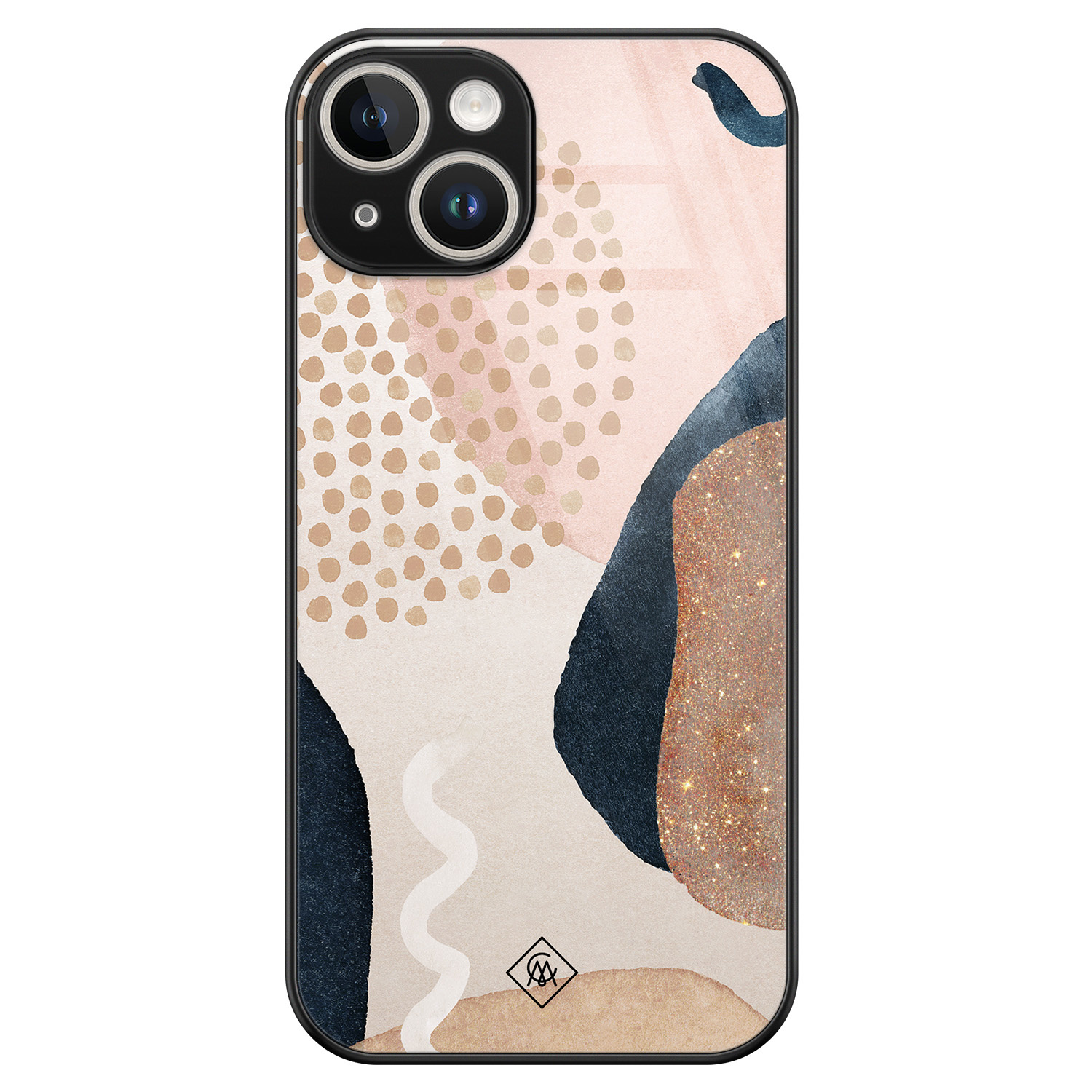 iPhone 14 glazen hardcase - Abstract dots