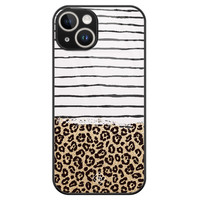 Casimoda iPhone 14 glazen hardcase - Leopard lines