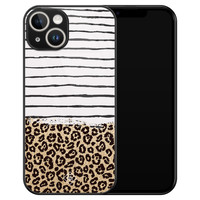Casimoda iPhone 14 glazen hardcase - Leopard lines
