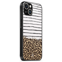 Casimoda iPhone 14 glazen hardcase - Leopard lines