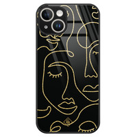 Casimoda iPhone 14 glazen hardcase - Abstract faces