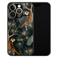 Casimoda iPhone 14 Pro glazen hardcase - Tijger jungle