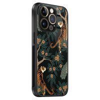 Casimoda iPhone 14 Pro glazen hardcase - Tijger jungle