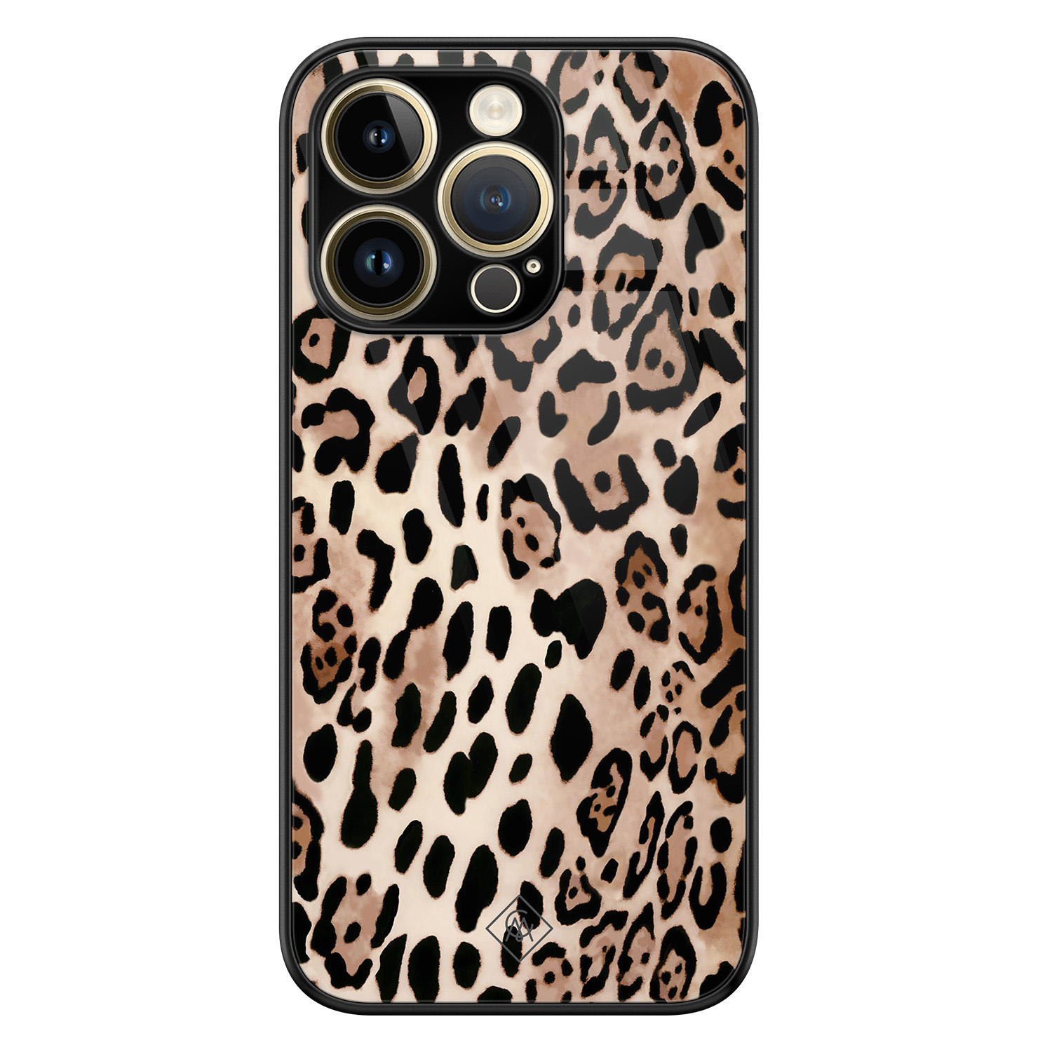 iPhone 14 Pro glazen hardcase - Golden wildcat