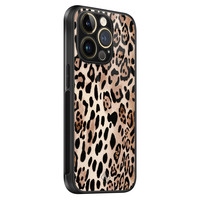 Casimoda iPhone 14 Pro glazen hardcase - Golden wildcat