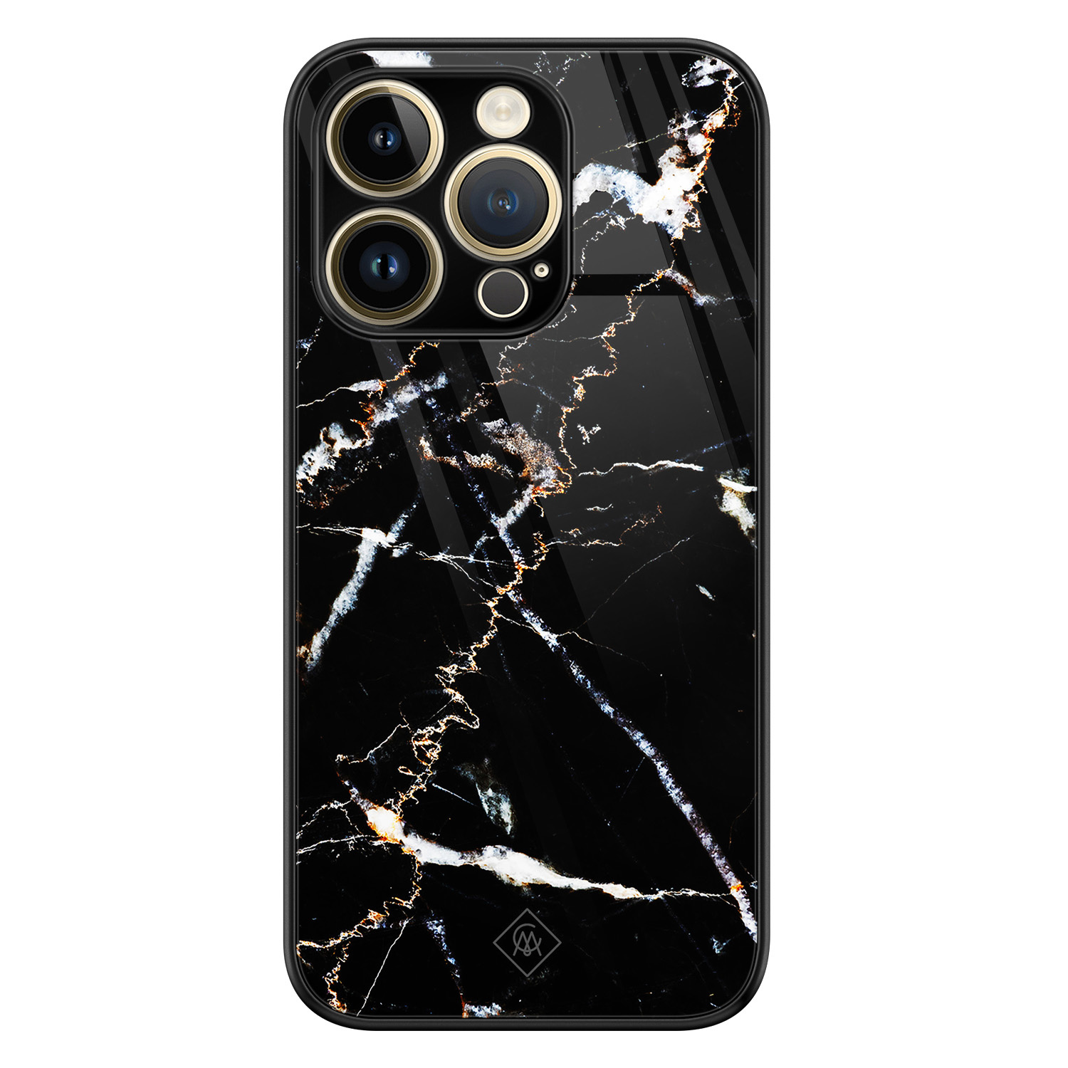 iPhone 14 Pro glazen hardcase - Marmer zwart