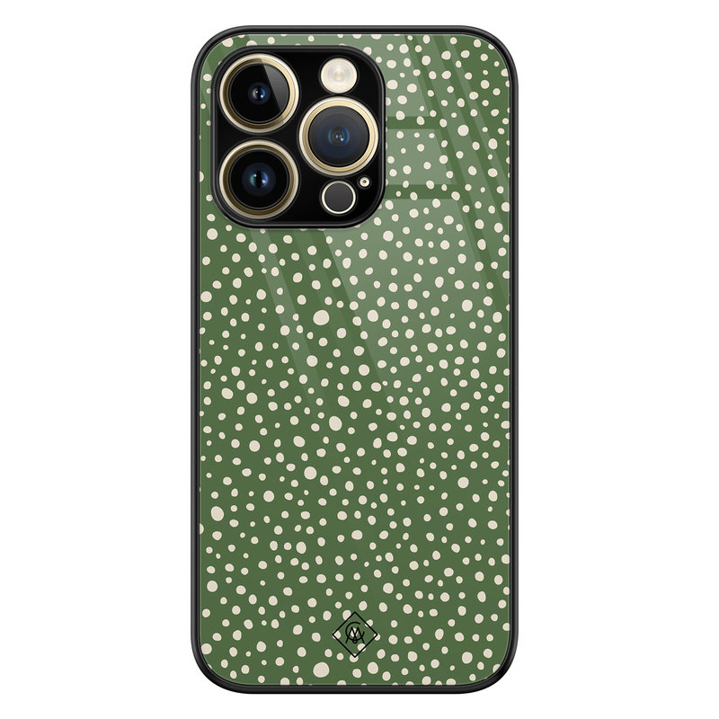 Casimoda iPhone 14 Pro glazen hardcase - Green dots
