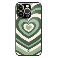 Casimoda iPhone 14 Pro glazen hardcase - Hart swirl groen