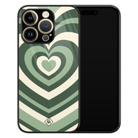 Casimoda iPhone 14 Pro glazen hardcase - Hart swirl groen