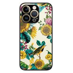 Casimoda iPhone 14 Pro glazen hardcase - Sunflowers