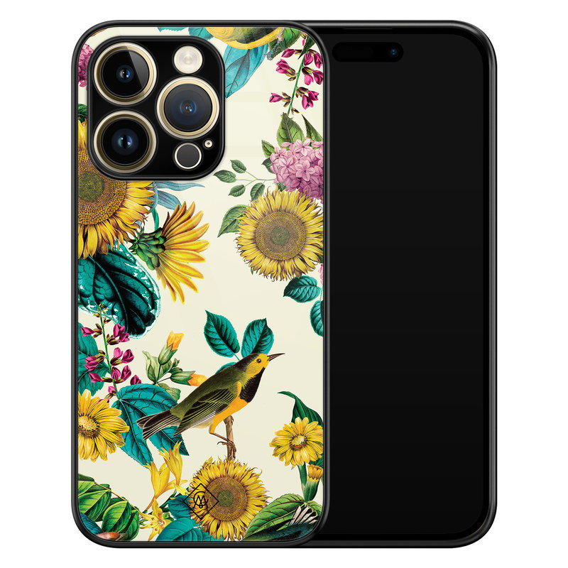 Casimoda iPhone 14 Pro glazen hardcase - Sunflowers