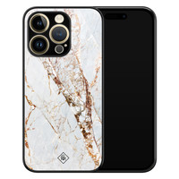 Casimoda iPhone 14 Pro glazen hardcase - Marmer goud