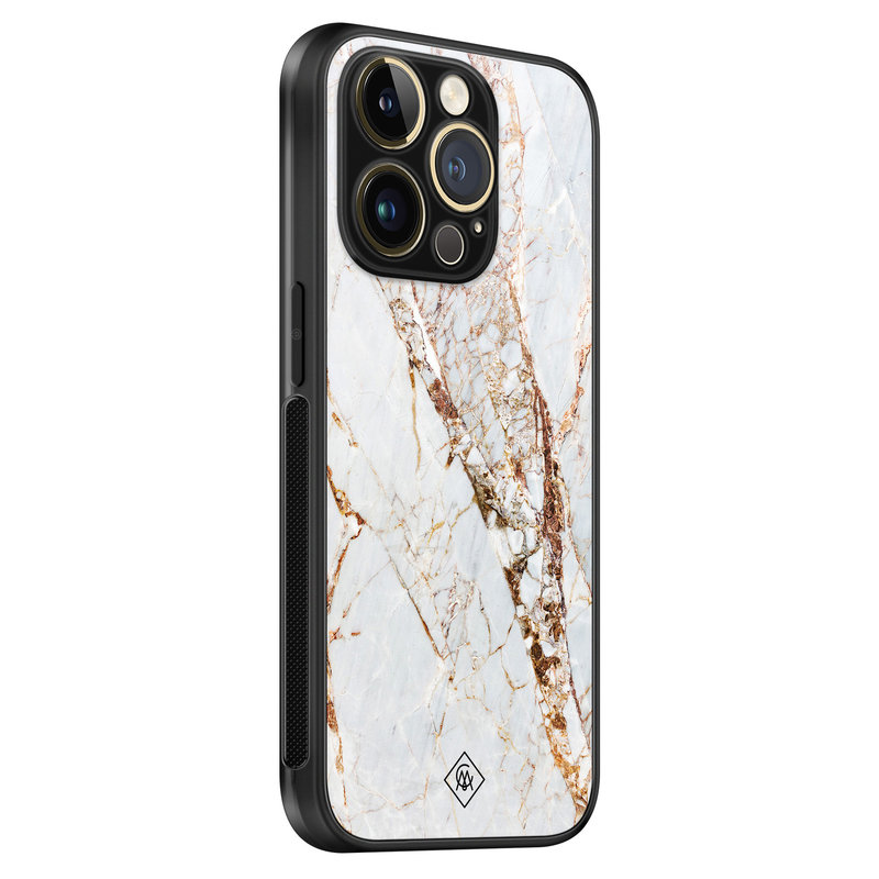Casimoda iPhone 14 Pro glazen hardcase - Marmer goud