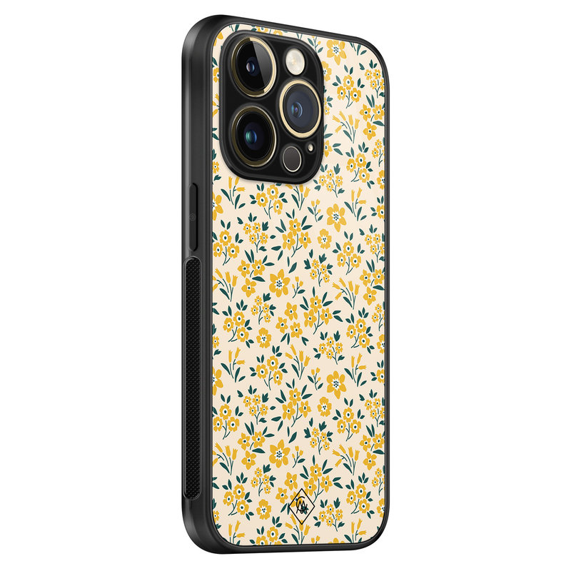 Casimoda iPhone 14 Pro glazen hardcase - Yellow garden