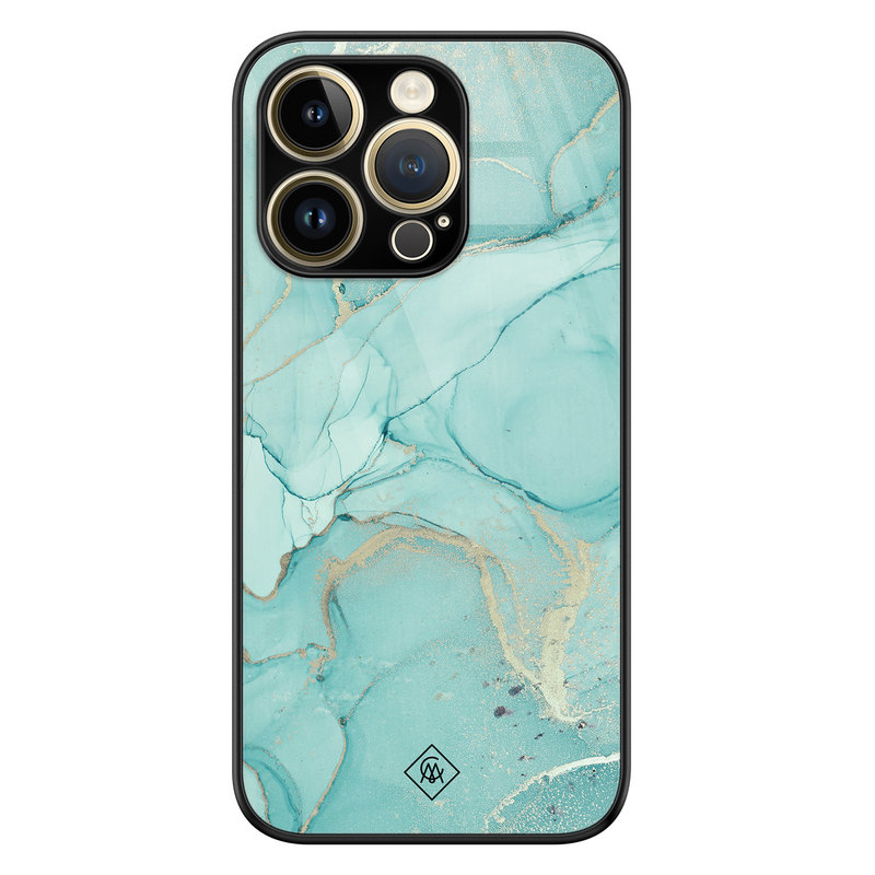 Casimoda iPhone 14 Pro glazen hardcase - Touch of mint