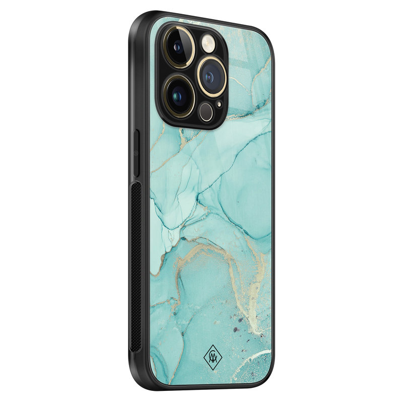 Casimoda iPhone 14 Pro glazen hardcase - Touch of mint