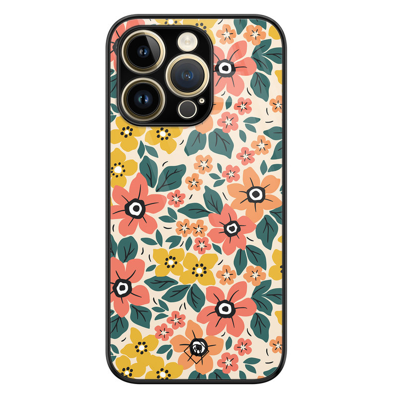 Casimoda iPhone 14 Pro glazen hardcase - Blossom