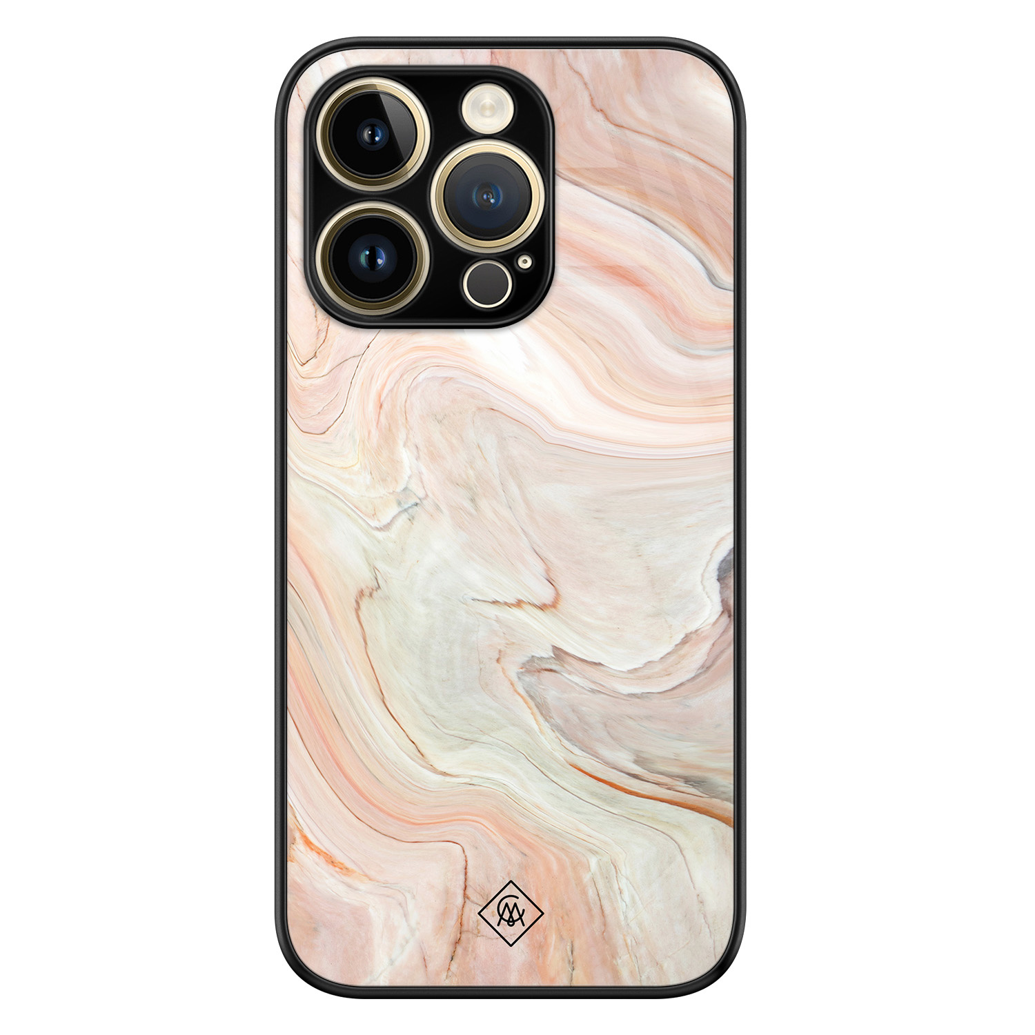 iPhone 14 Pro glazen hardcase - Marmer waves