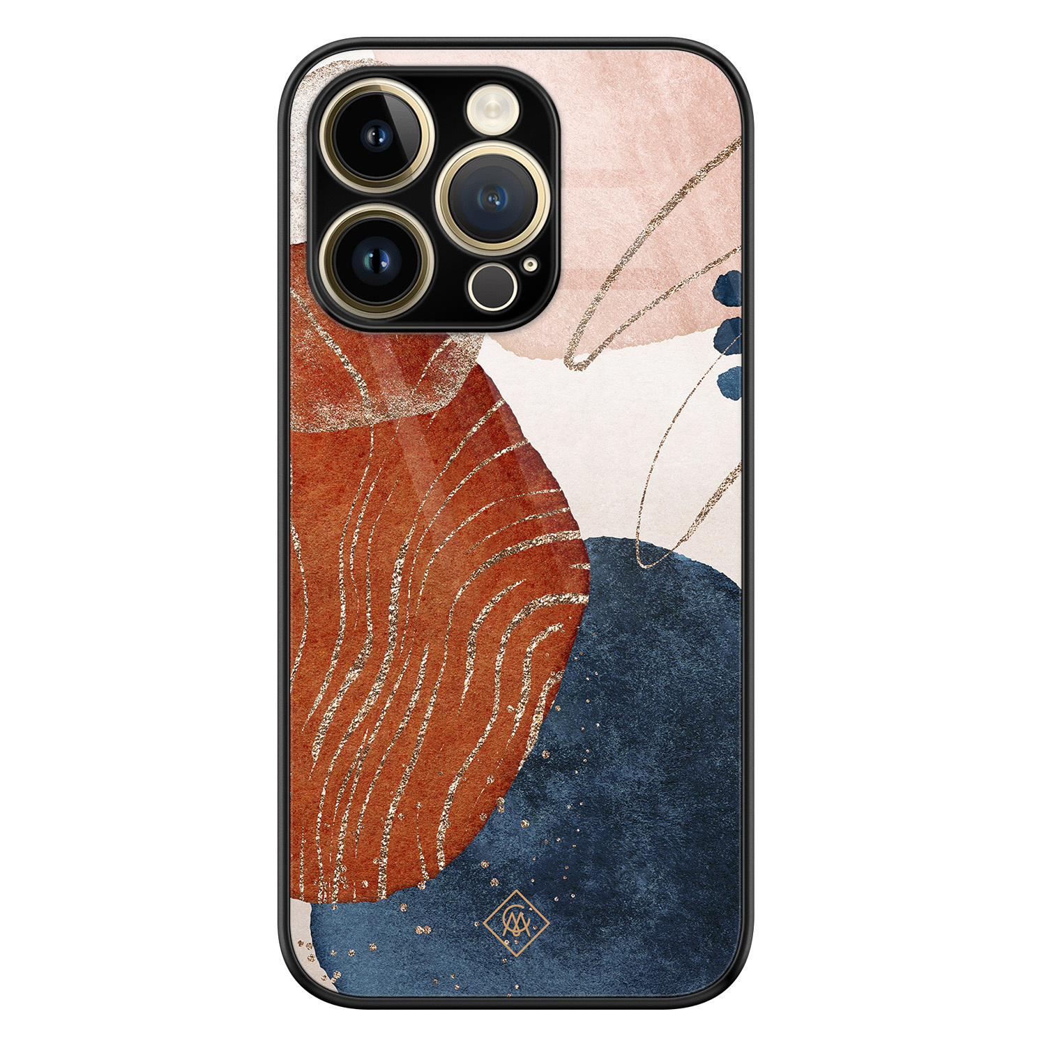 iPhone 14 Pro glazen hardcase - Abstract terracotta
