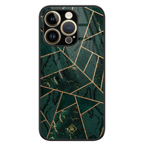 Casimoda iPhone 14 Pro glazen hardcase - Abstract groen