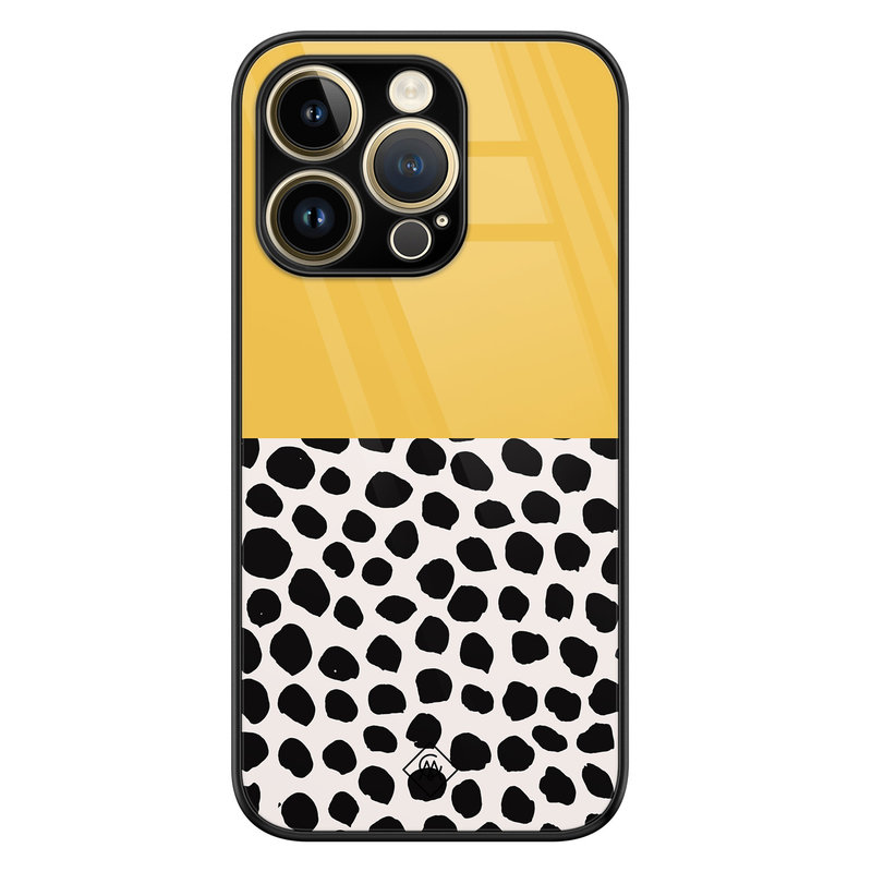 Casimoda iPhone 14 Pro glazen hardcase - Abstract geel