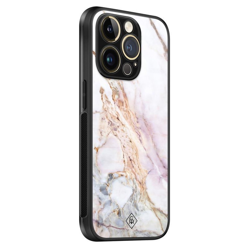 Casimoda iPhone 14 Pro glazen hardcase - Parelmoer marmer