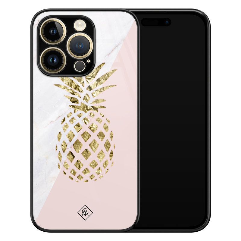 Casimoda iPhone 14 Pro glazen hardcase - Ananas