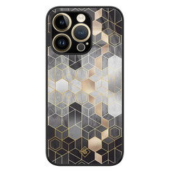 Casimoda iPhone 14 Pro glazen hardcase - Grey cubes