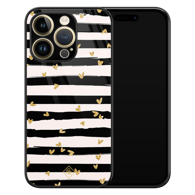 Casimoda iPhone 14 Pro glazen hardcase - Hart streepjes