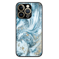 Casimoda iPhone 14 Pro glazen hardcase - Marble sea