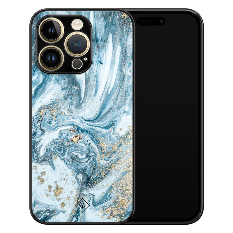 Casimoda iPhone 14 Pro glazen hardcase - Marble sea
