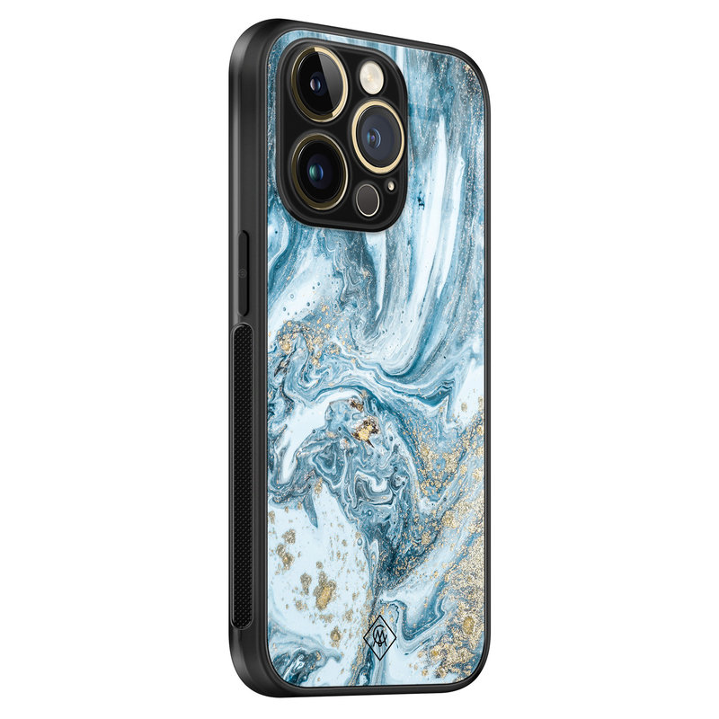 Casimoda iPhone 14 Pro glazen hardcase - Marble sea