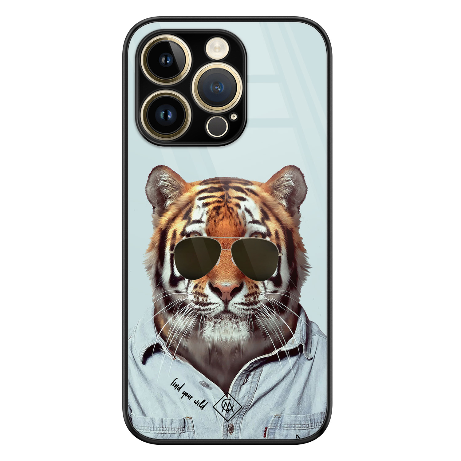 iPhone 14 Pro glazen hardcase - Tijger wild