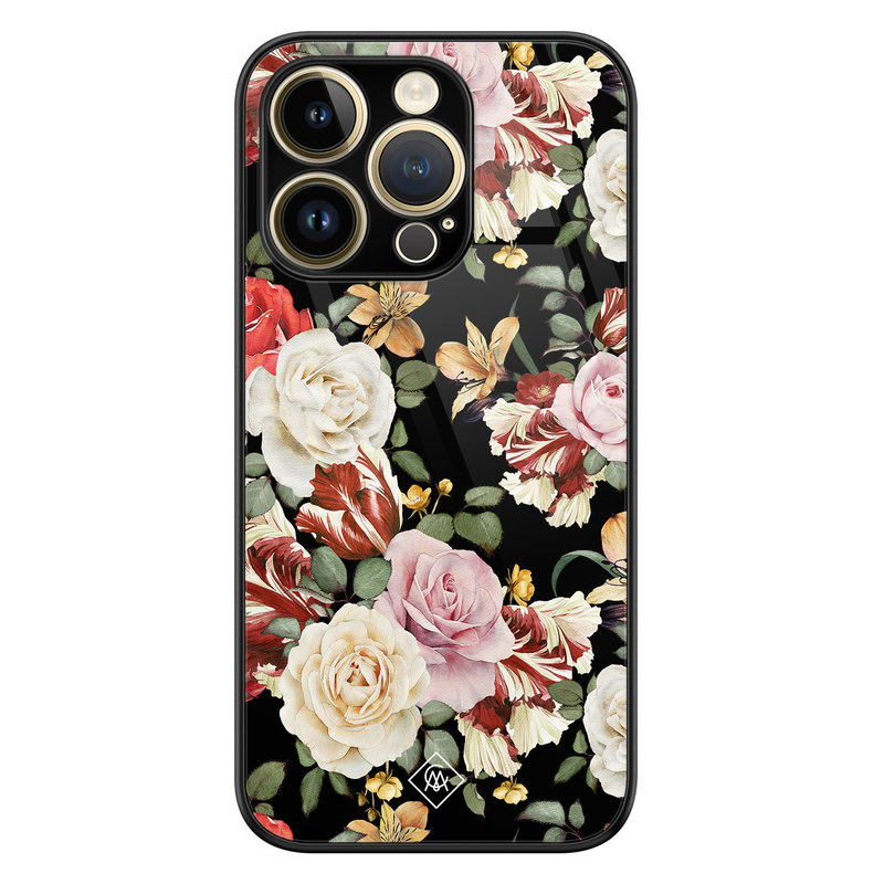 Casimoda iPhone 14 Pro glazen hardcase - Flowerpower