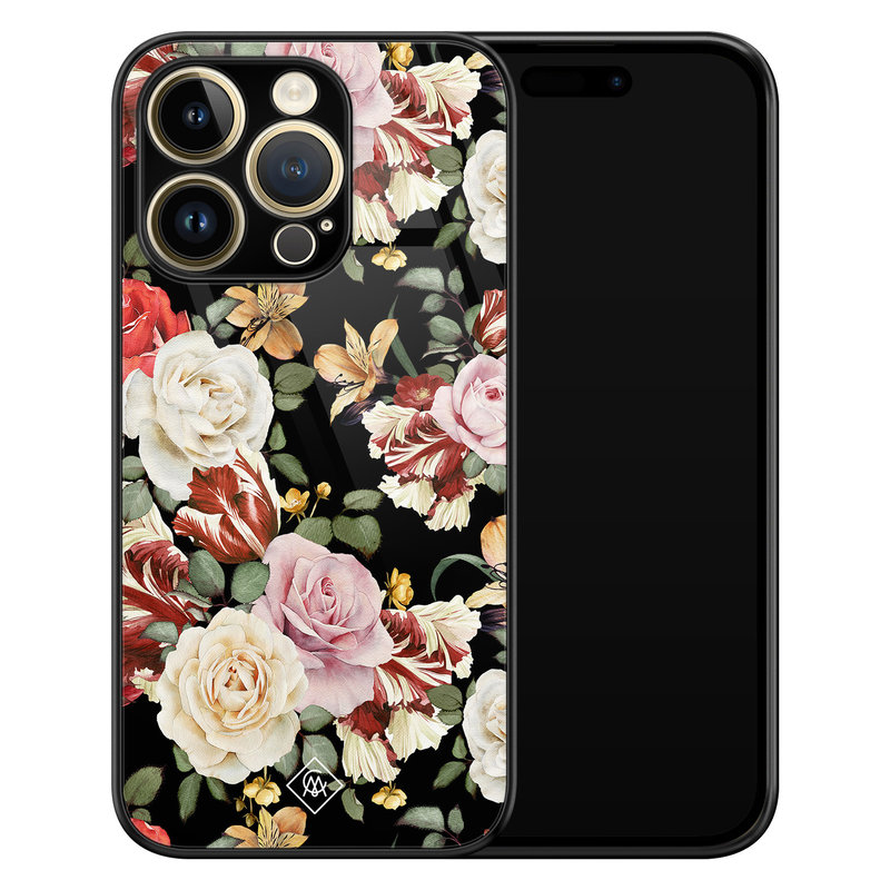 Casimoda iPhone 14 Pro glazen hardcase - Flowerpower