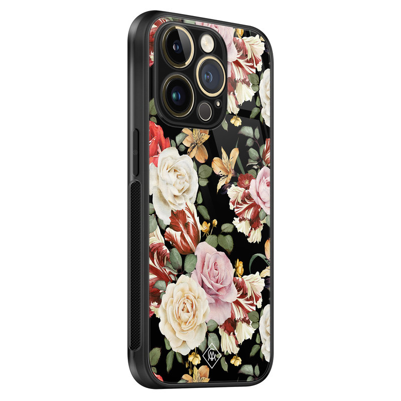 Casimoda iPhone 14 Pro glazen hardcase - Flowerpower