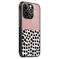 Casimoda iPhone 14 Pro glazen hardcase - Pink dots