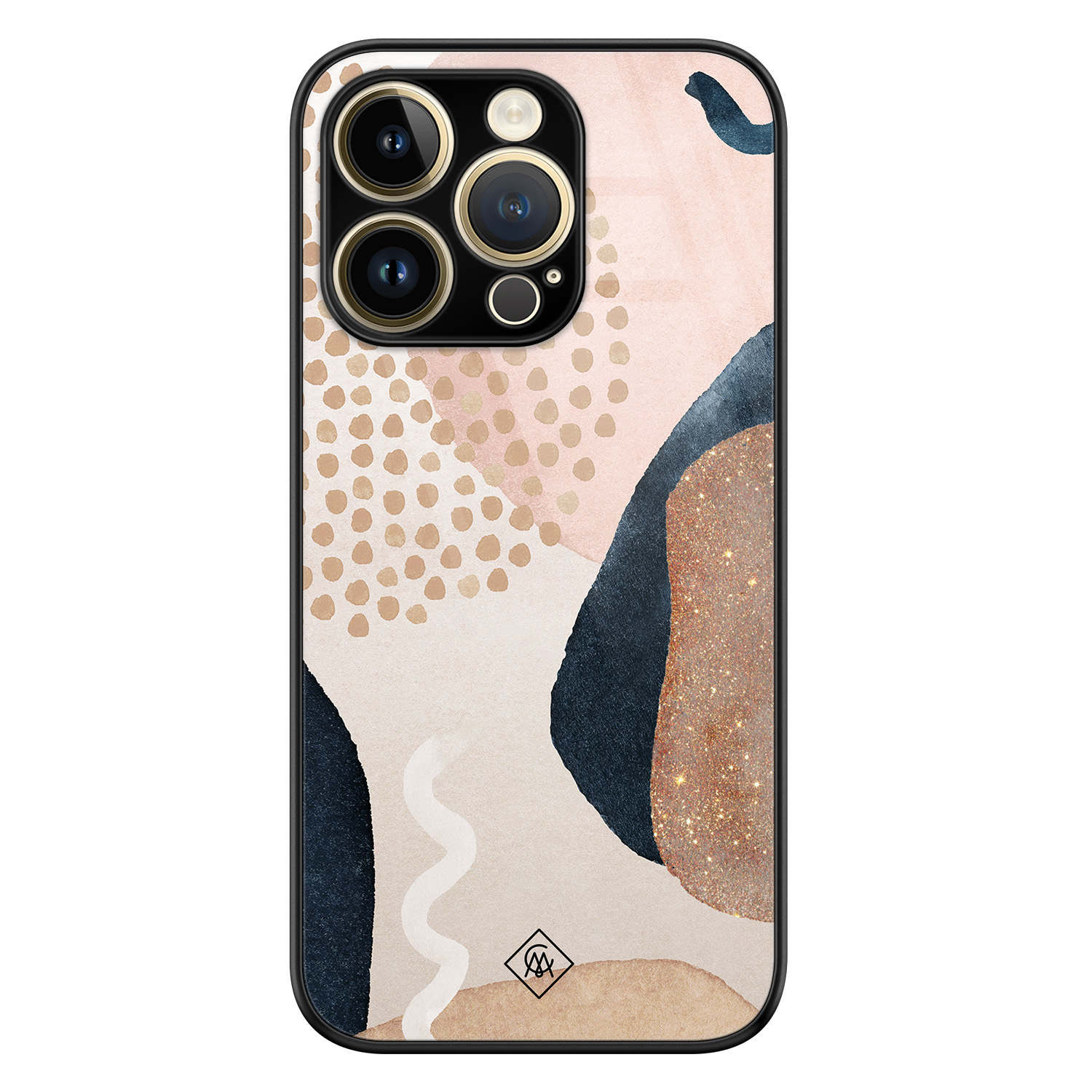 iPhone 14 Pro glazen hardcase - Abstract dots