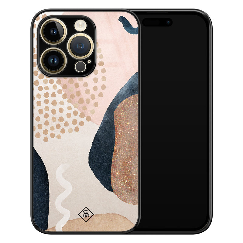 Casimoda iPhone 14 Pro glazen hardcase - Abstract dots