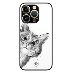 Casimoda iPhone 14 Pro glazen hardcase - Peekaboo