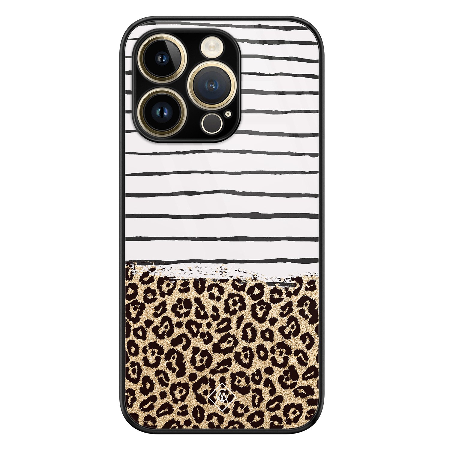 iPhone 14 Pro glazen hardcase - Leopard lines