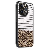 Casimoda iPhone 14 Pro glazen hardcase - Leopard lines