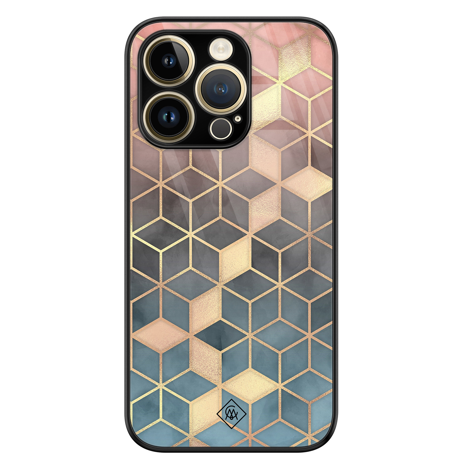 iPhone 14 Pro glazen hardcase - Cubes art